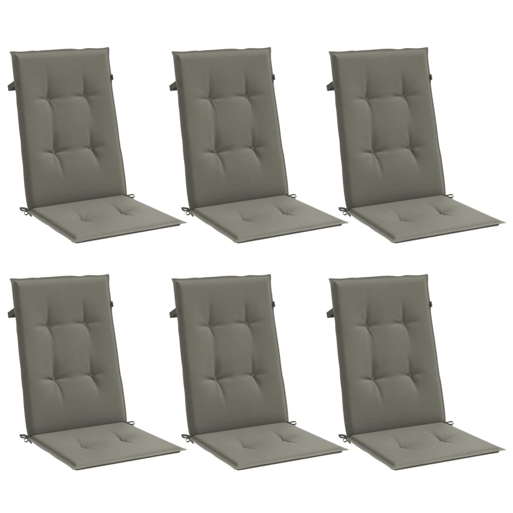 Vidaxx coussins de chaise 6 pcs dossier haut 120x50x4 cm tissu gris foncé
