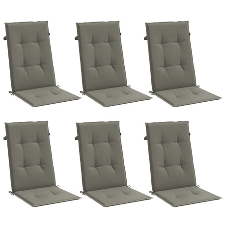 Vidaxx coussins de chaise 6 pcs dossier haut 120x50x4 cm tissu gris foncé