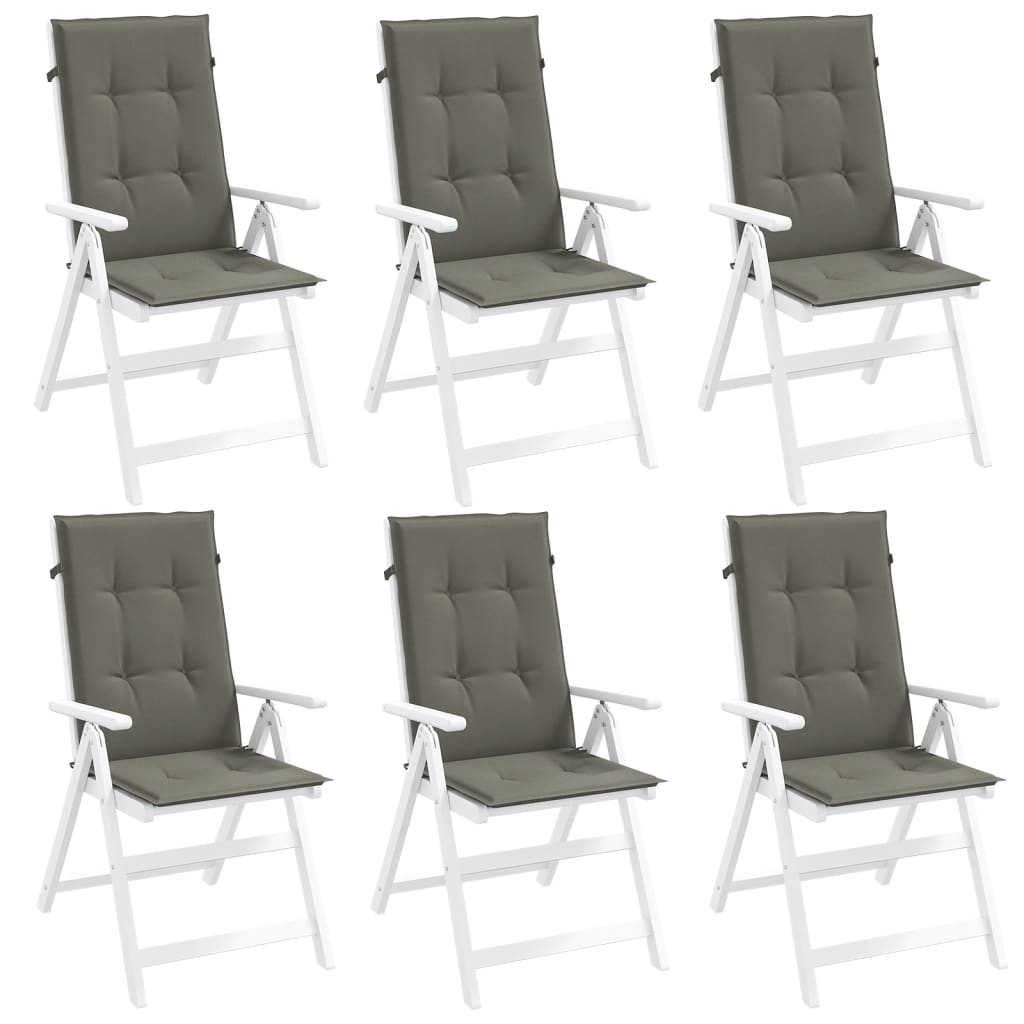 Vidaxx coussins de chaise 6 pcs dossier haut 120x50x4 cm tissu gris foncé