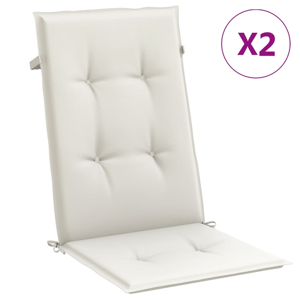 Vidaxx coussins de chaise 2 pcs dossier haut 120x50x4 cm tissu mélangé crème