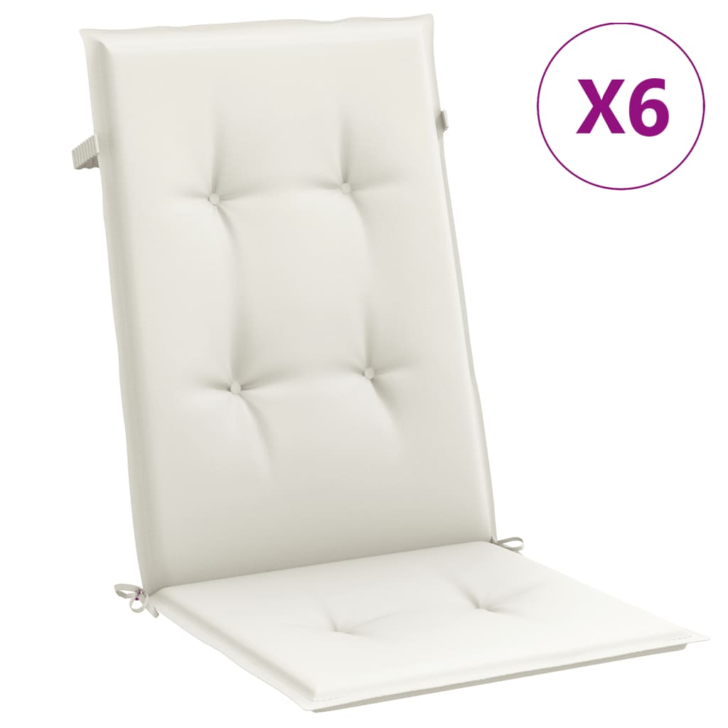 Vidaxx coussins de chaise 6 pcs dossier haut 120x50x4 cm tissu mélangé crème