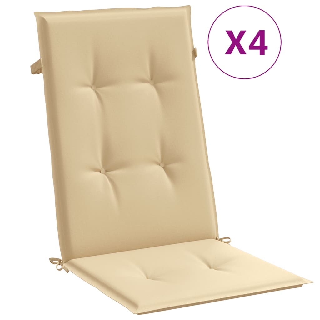Vidaxx coussins de chaise 4 pcs dossier haut 120x50x4 cm tissu mélangé beige