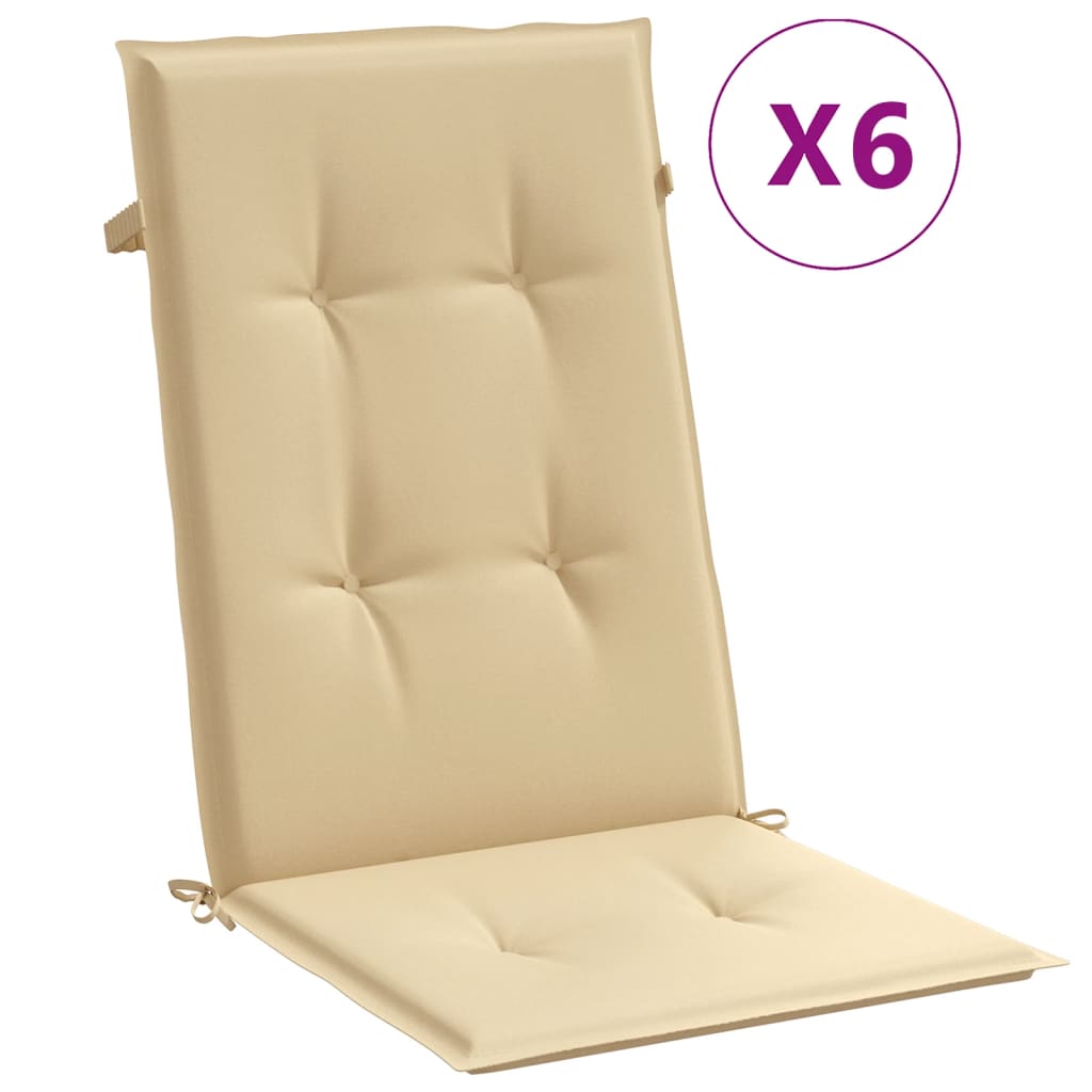 Vidaxx coussins de chaise 6 pcs dossier haut 120x50x4 cm tissu mélangé beige