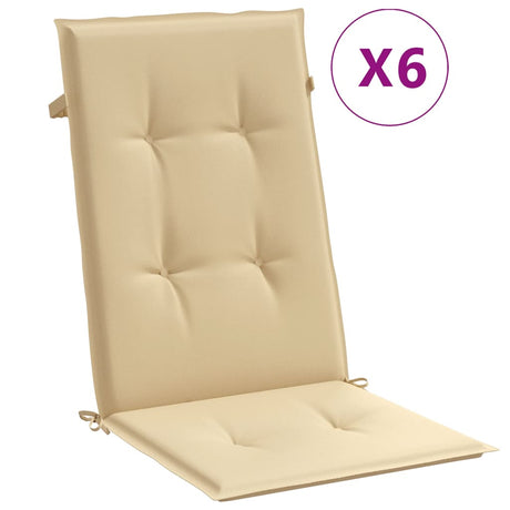 Vidaxx coussins de chaise 6 pcs dossier haut 120x50x4 cm tissu mélangé beige