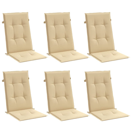 Vidaxx coussins de chaise 6 pcs dossier haut 120x50x4 cm tissu mélangé beige
