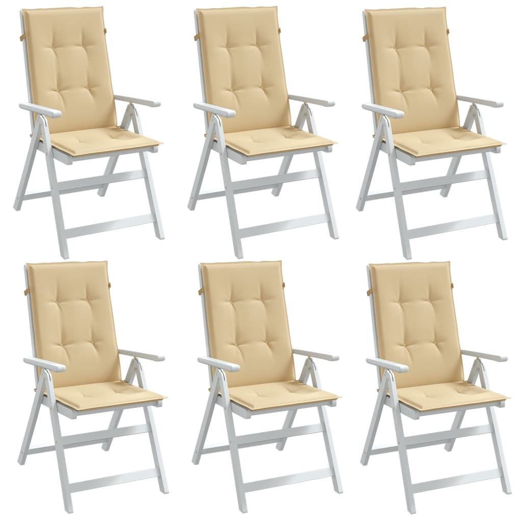 Vidaxx coussins de chaise 6 pcs dossier haut 120x50x4 cm tissu mélangé beige
