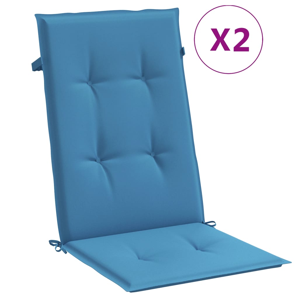 Vidaxx coussins de chaise 2 pcs dossier haut 120x50x4 cm tissu mélangé bleu