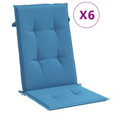 Vidaxx coussins de chaise 6 pcs dossier haut 120x50x4 cm tissu mélangé bleu