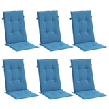 Vidaxx coussins de chaise 6 pcs dossier haut 120x50x4 cm tissu mélangé bleu