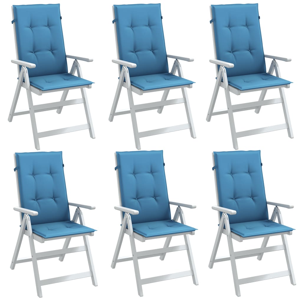 Vidaxx coussins de chaise 6 pcs dossier haut 120x50x4 cm tissu mélangé bleu