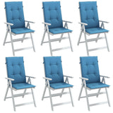 Vidaxx coussins de chaise 6 pcs dossier haut 120x50x4 cm tissu mélangé bleu