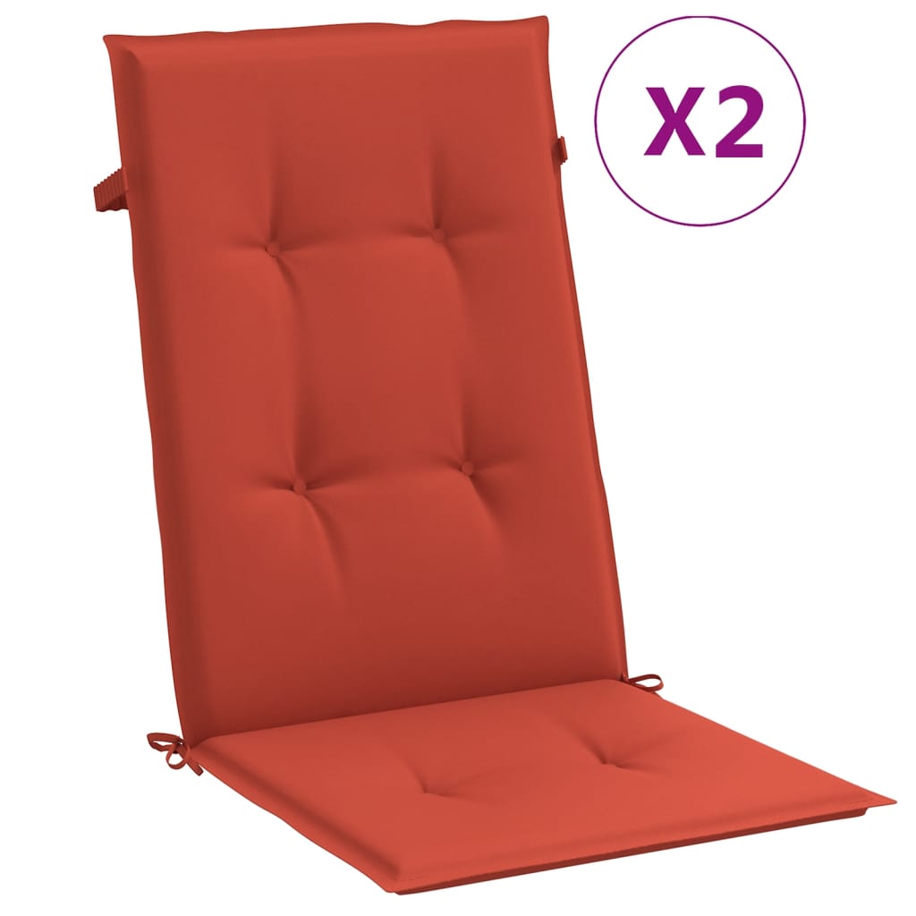 Vidaxx coussins de chaise 2 pcs dossier haut 120x50x4 cm tissu mélangé rouge