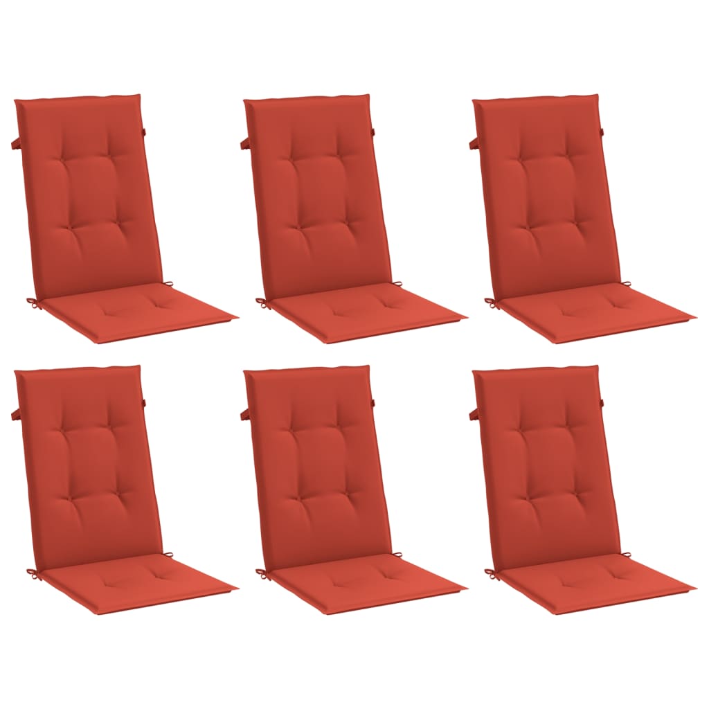 Vidaxx coussins de chaise 6 pcs dossier haut 120x50x4 cm tissu mélangé rouge