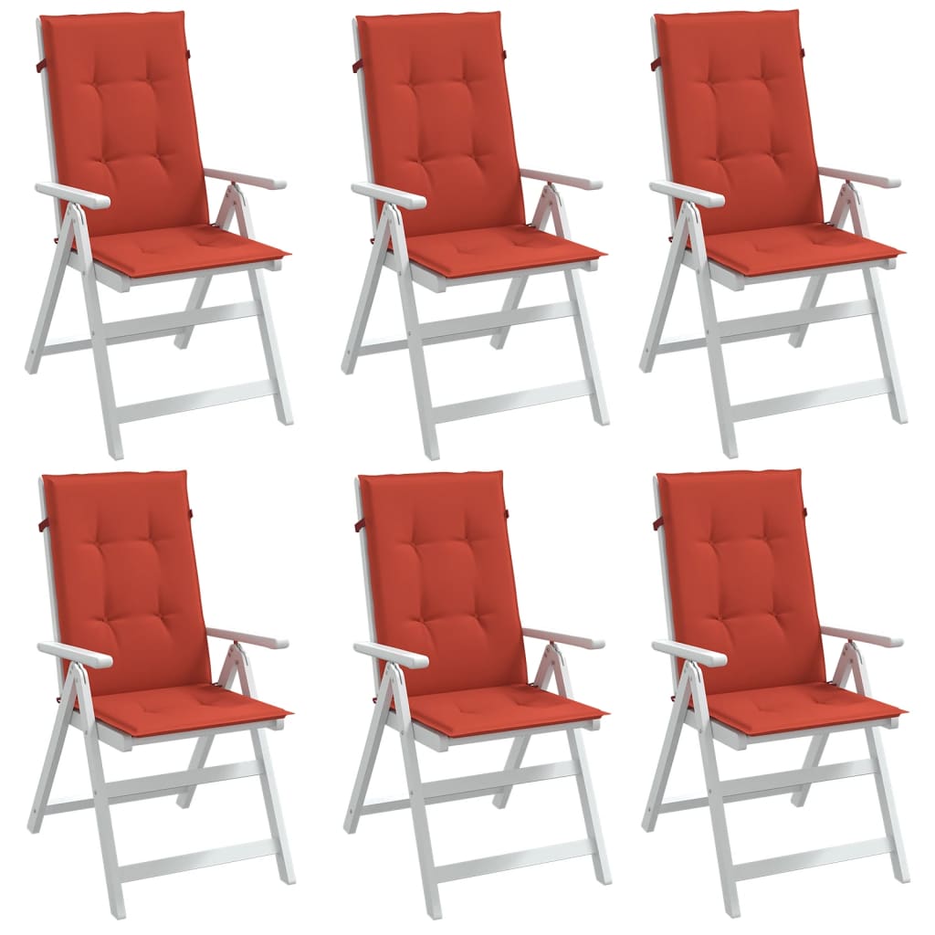 Vidaxx coussins de chaise 6 pcs dossier haut 120x50x4 cm tissu mélangé rouge