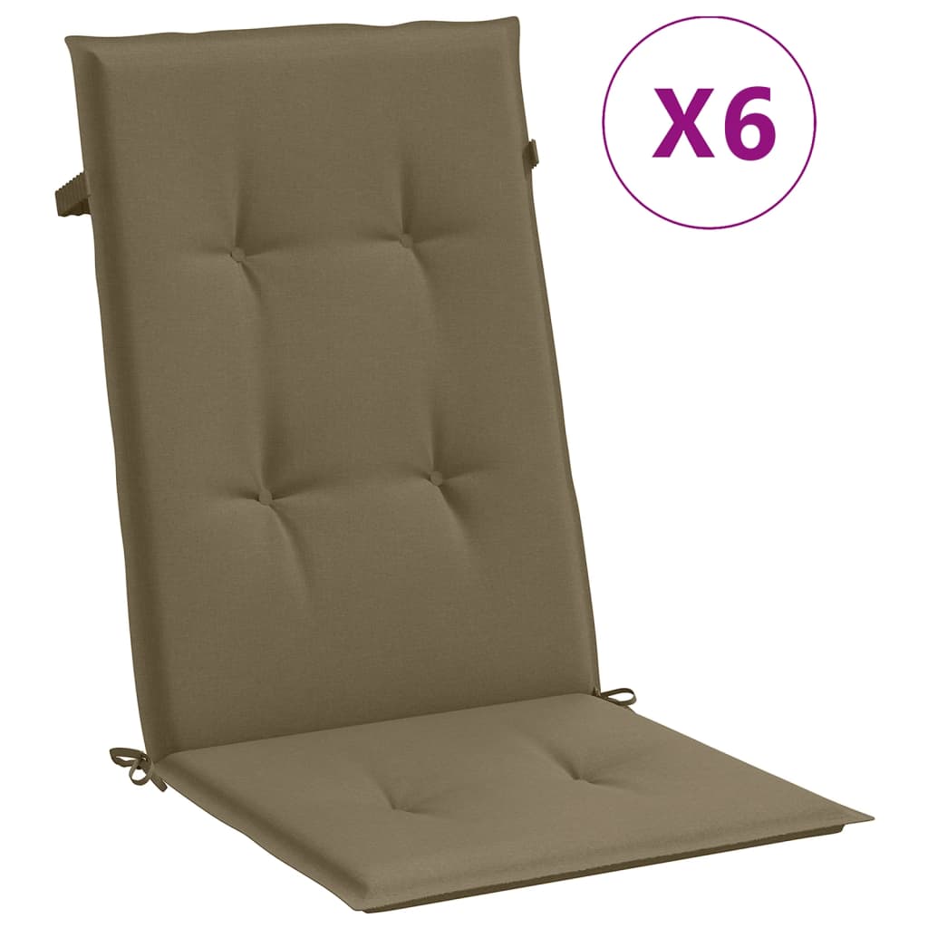 Vidaxx coussins de chaise 6 pcs dossier haut 120x50x4 cm tissu mélange taupe