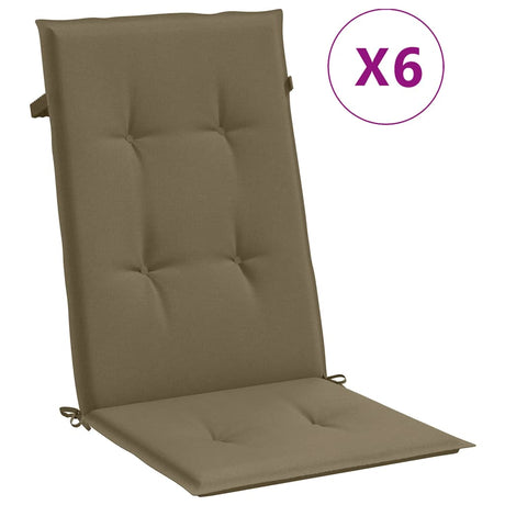 Vidaxx coussins de chaise 6 pcs dossier haut 120x50x4 cm tissu mélange taupe