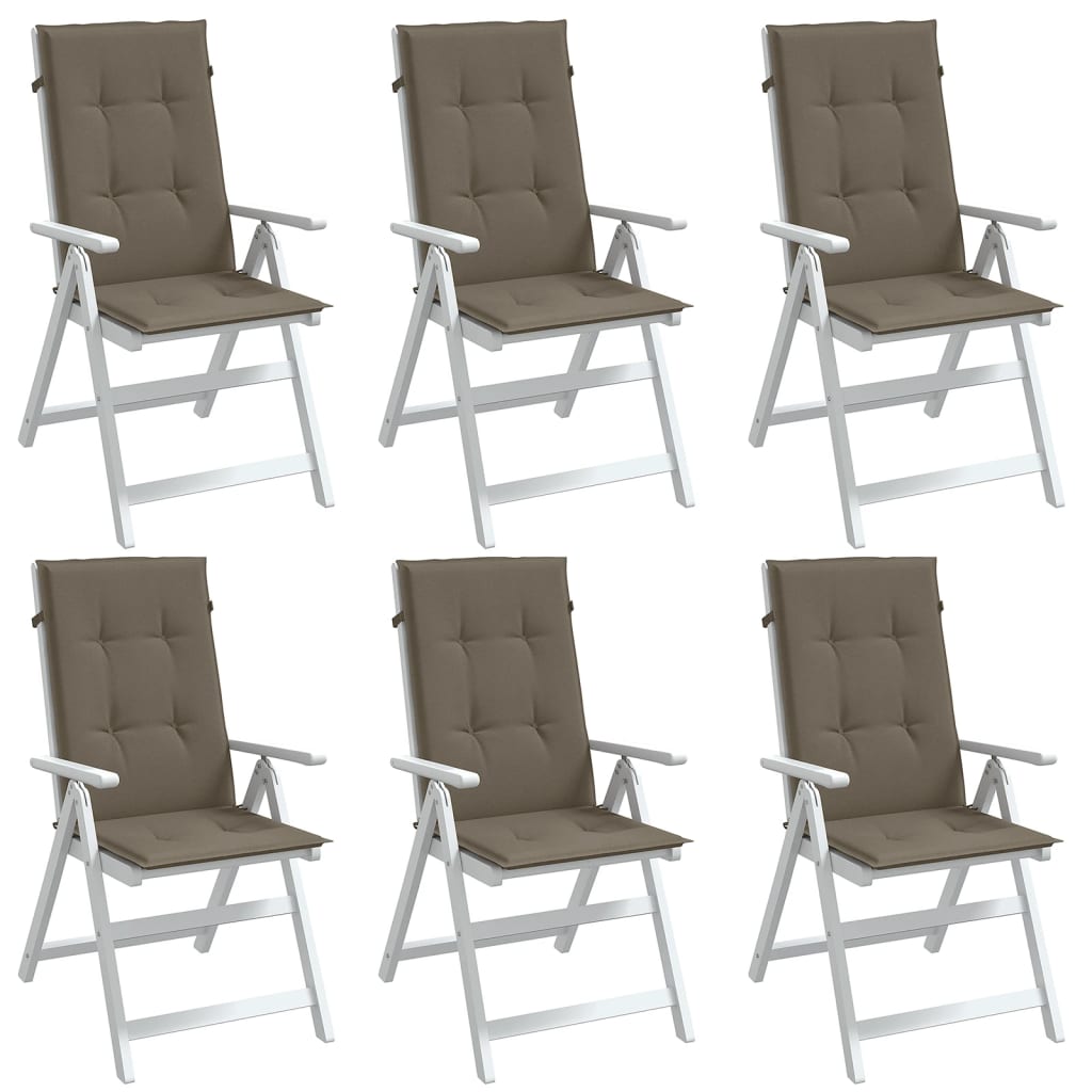 Vidaxx coussins de chaise 6 pcs dossier haut 120x50x4 cm tissu mélange taupe