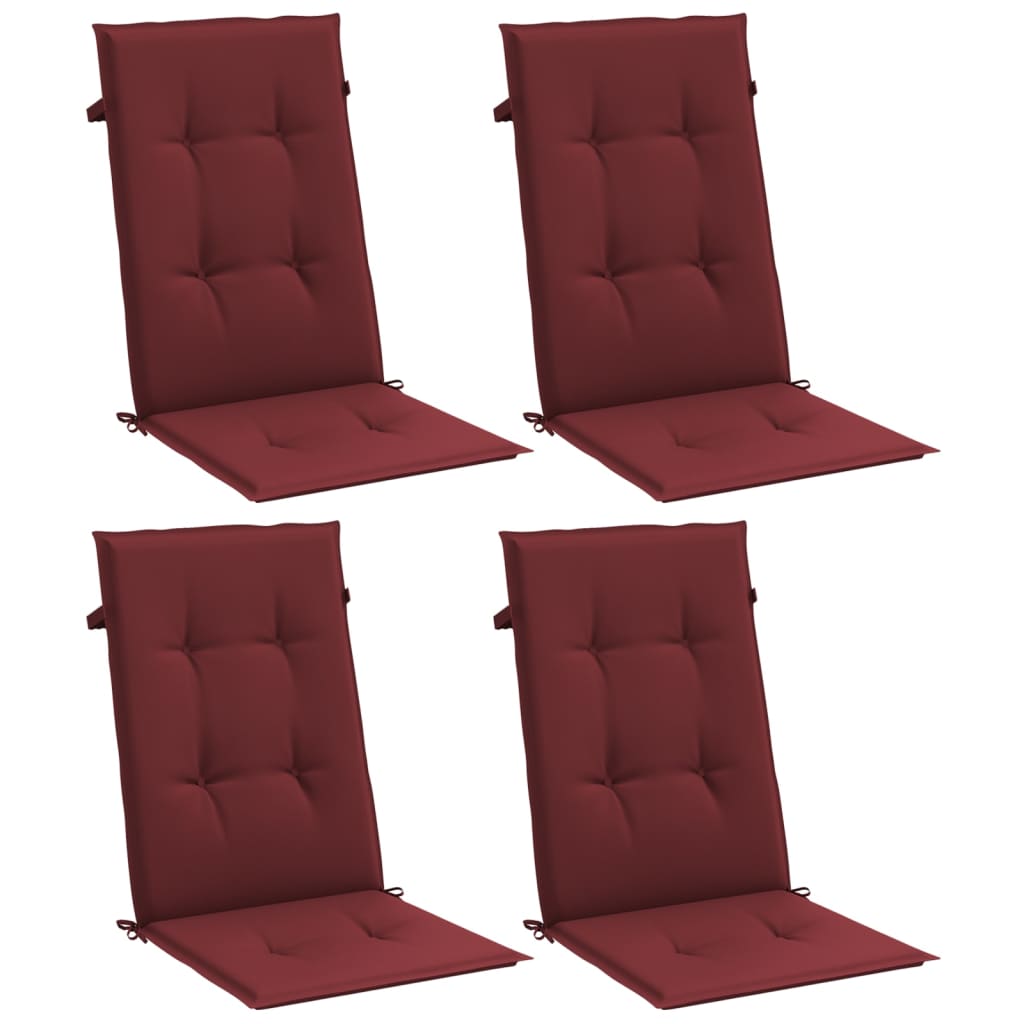 Vidaxx coussins de chaise 4 pcs dossier haut 120x50x4 cm tissu mélangé vin rouge