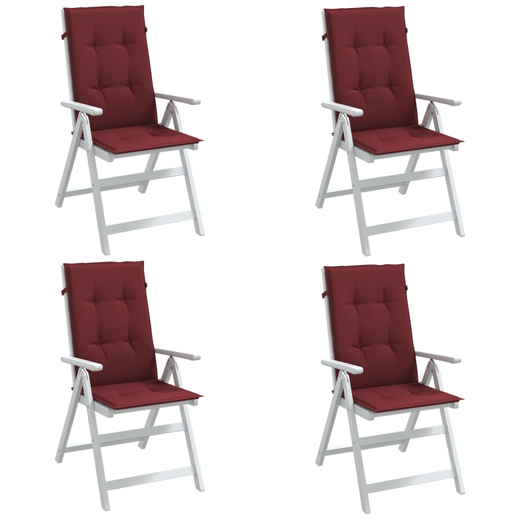 Vidaxx coussins de chaise 4 pcs dossier haut 120x50x4 cm tissu mélangé vin rouge