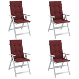 Vidaxx coussins de chaise 4 pcs dossier haut 120x50x4 cm tissu mélangé vin rouge
