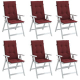 VidaXL coussins de chaise 6 pcs dossier haut 120x50x4 cm tissu mélangé vin rouge