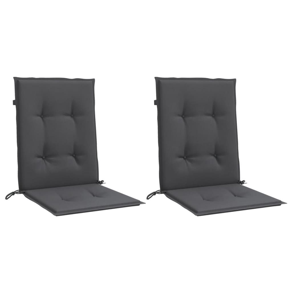 Vidaxx coussins de chaise 2 pcs dossier bas 100x50x4 cm tissu mélangé anthracite