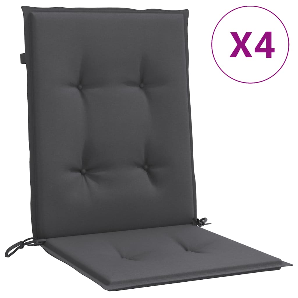 VidaXL coussins de chaise 4 pcs dossier bas 100x50x4 cm tissu mélangé anthracite