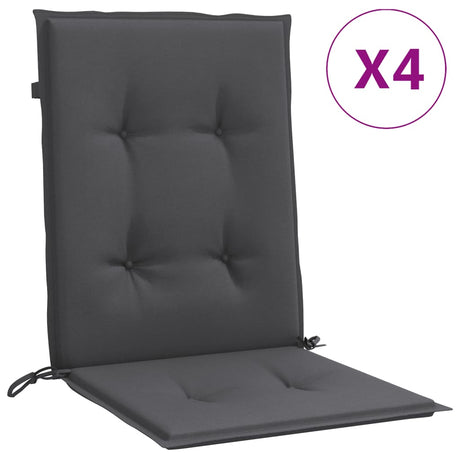 VidaXL coussins de chaise 4 pcs dossier bas 100x50x4 cm tissu mélangé anthracite