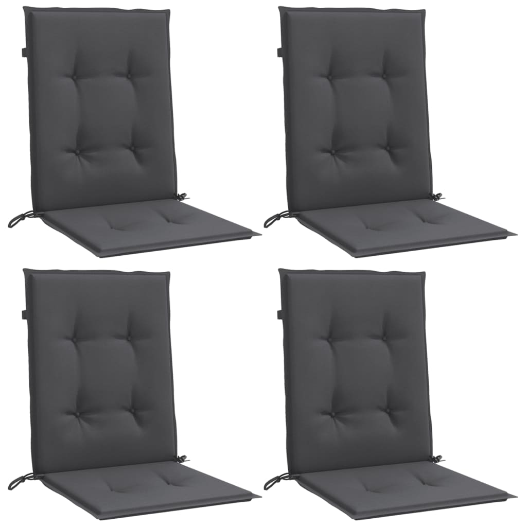 VidaXL coussins de chaise 4 pcs dossier bas 100x50x4 cm tissu mélangé anthracite