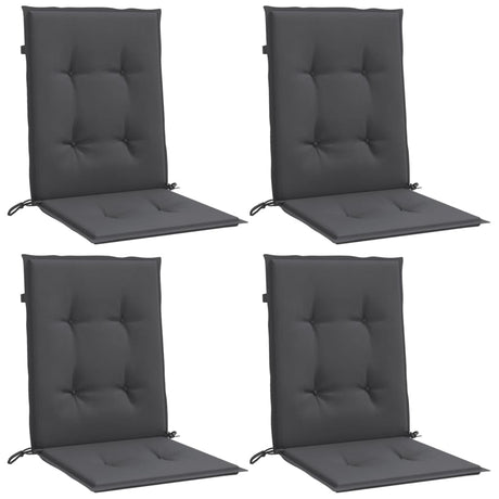 VidaXL coussins de chaise 4 pcs dossier bas 100x50x4 cm tissu mélangé anthracite