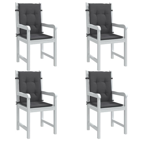 VidaXL coussins de chaise 4 pcs dossier bas 100x50x4 cm tissu mélangé anthracite