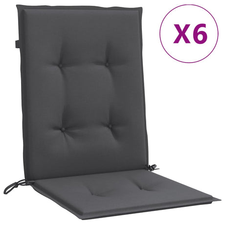 Vidaxx coussins de chaise 6 pcs dossier bas 100x50x4 cm tissu mélangé anthracite