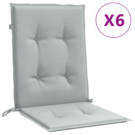 Vidaxx coussins de chaise 6 pcs dossier bas 100x50x4 cm tissu gris clair
