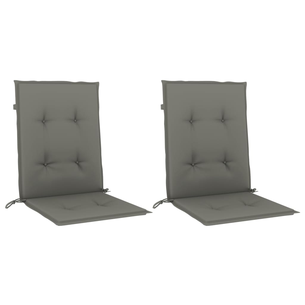 Vidaxx coussins de chaise 2 pcs dossier bas 100x50x4 cm tissu gris foncé