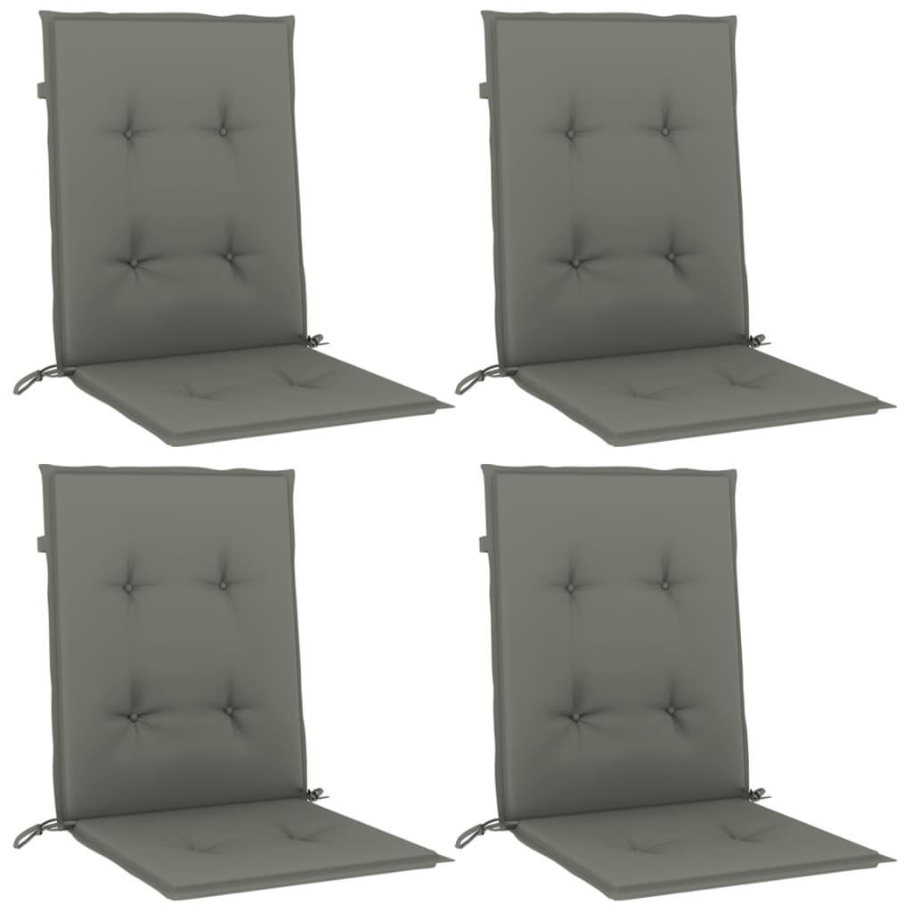 Vidaxx coussins de chaise 4 pcs dossier bas 100x50x4 cm tissu gris foncé