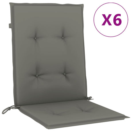 Vidaxx coussins de chaise 6 pcs dossier bas 100x50x4 cm tissu gris foncé
