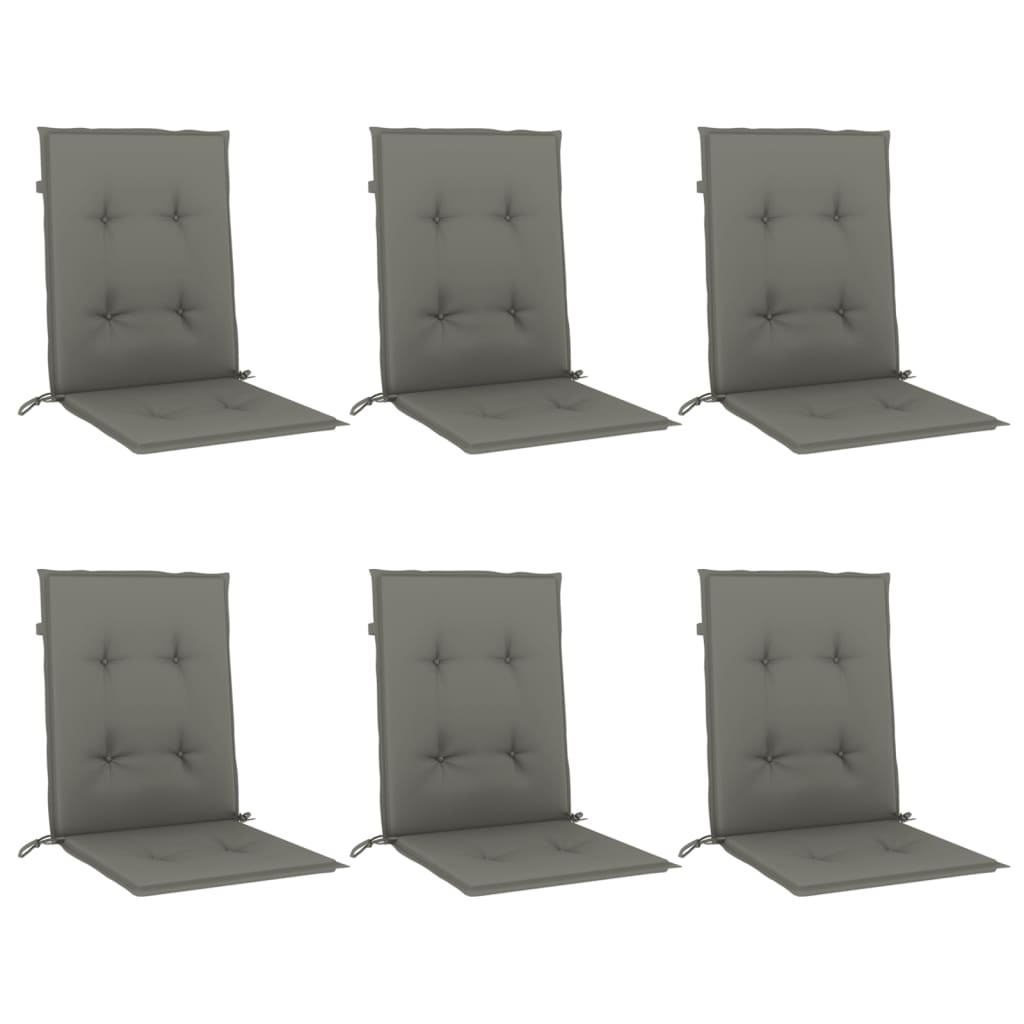 Vidaxx coussins de chaise 6 pcs dossier bas 100x50x4 cm tissu gris foncé