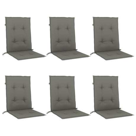 Vidaxx coussins de chaise 6 pcs dossier bas 100x50x4 cm tissu gris foncé