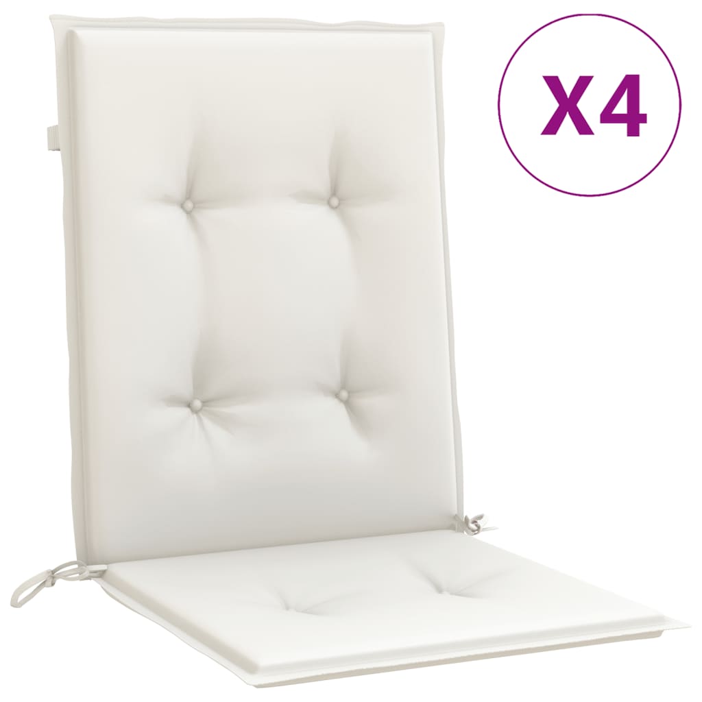 VidaXL coussins de chaise 4 pcs dossier bas 100x50x4 cm tissu mélangé crème