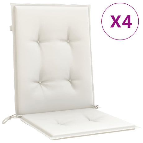 VidaXL coussins de chaise 4 pcs dossier bas 100x50x4 cm tissu mélangé crème