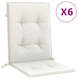 VidaXL coussins de chaise 6 pcs dossier bas 100x50x4 cm tissu mélangé crème