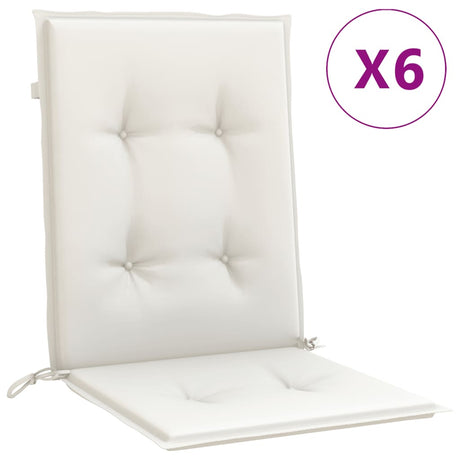 VidaXL coussins de chaise 6 pcs dossier bas 100x50x4 cm tissu mélangé crème