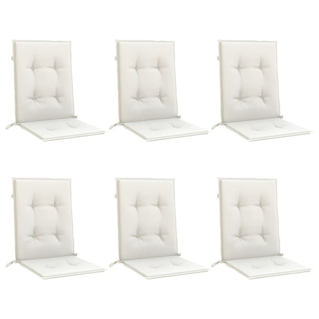 VidaXL coussins de chaise 6 pcs dossier bas 100x50x4 cm tissu mélangé crème