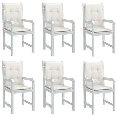 VidaXL coussins de chaise 6 pcs dossier bas 100x50x4 cm tissu mélangé crème