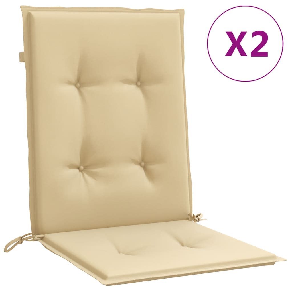 Vidaxx coussins de chaise 2 pcs dossier bas 100x50x4 cm tissu mélangé beige