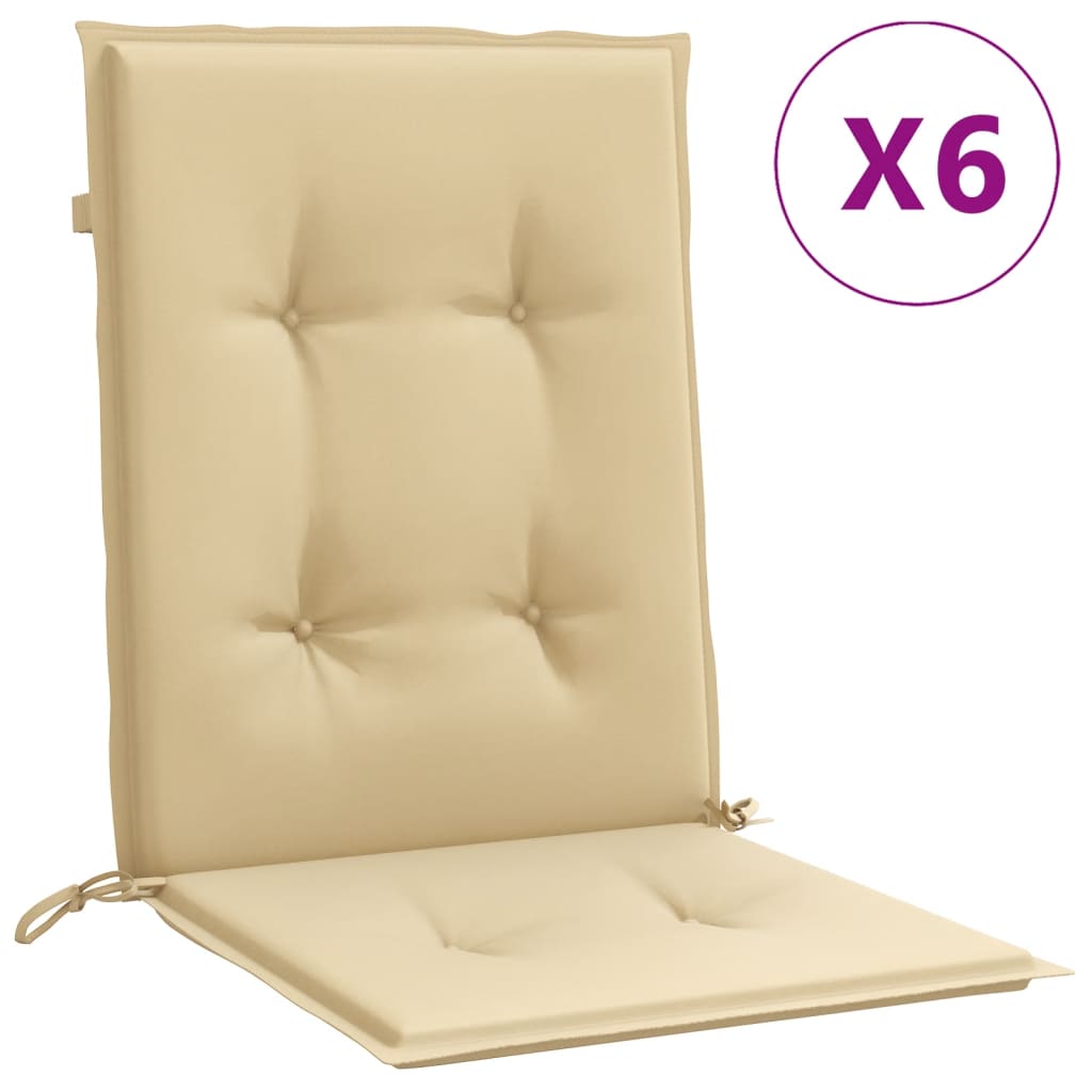 Vidaxx coussins de chaise 6 pcs dossier bas 100x50x4 cm tissu mélangé beige