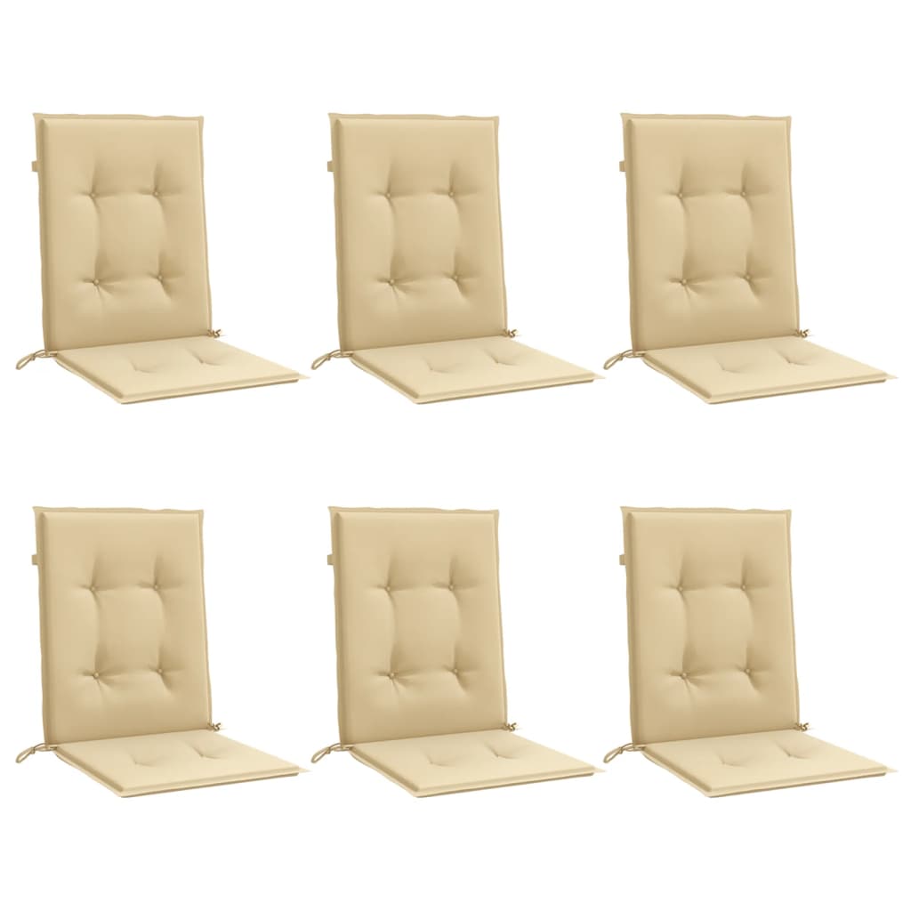 Vidaxx coussins de chaise 6 pcs dossier bas 100x50x4 cm tissu mélangé beige