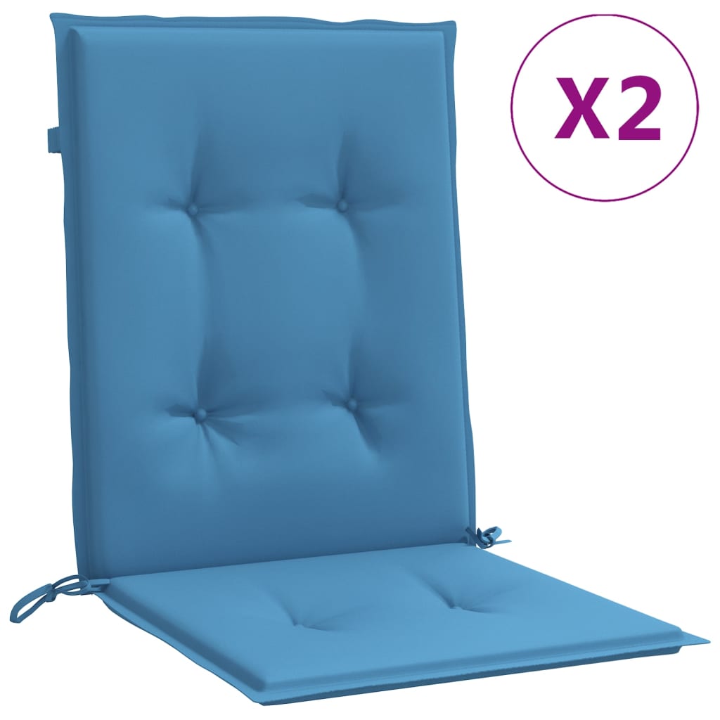 Vidaxx coussins de chaise 2 pcs dossier bas 100x50x4 cm tissu mélangé bleu