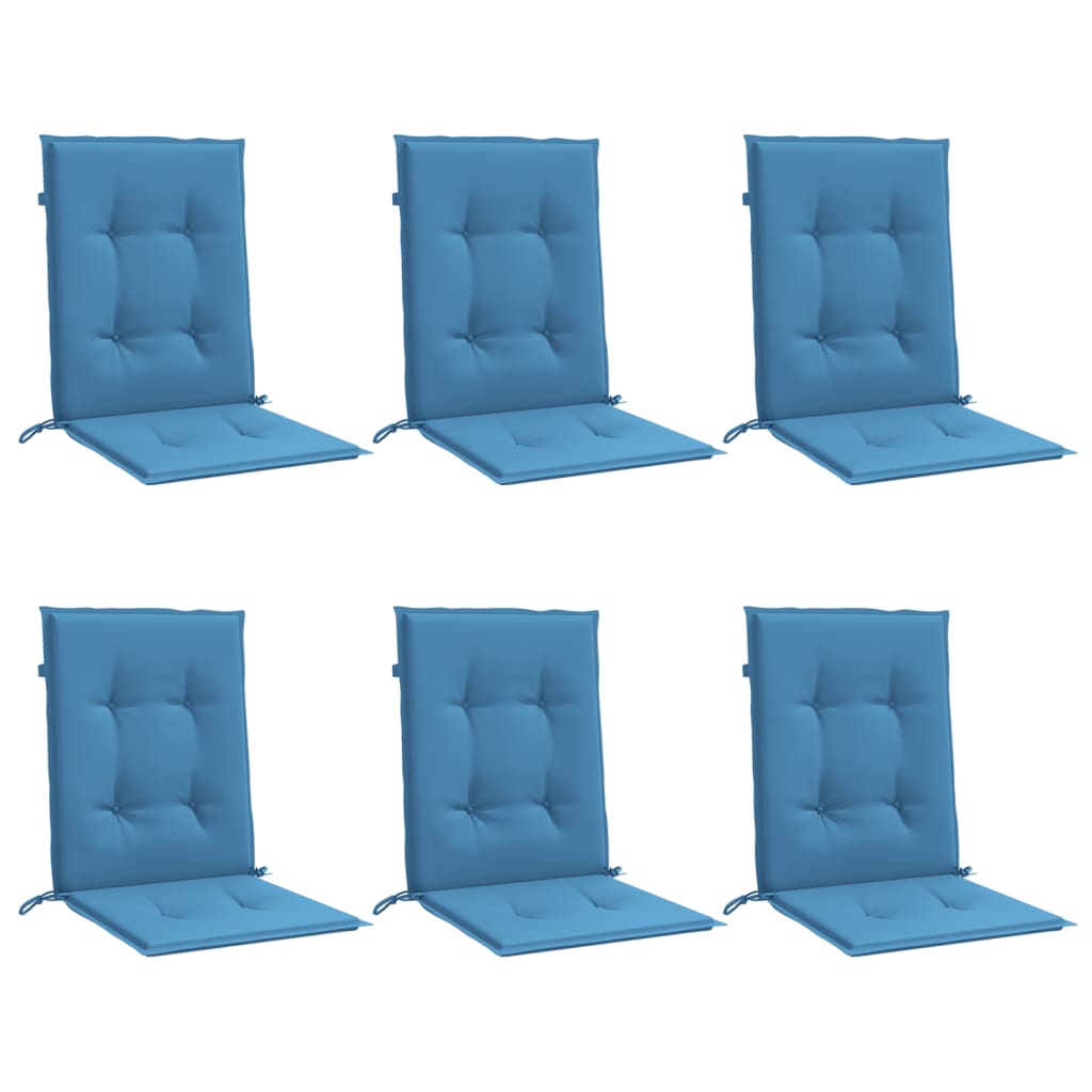 Vidaxx coussins de chaise 6 pcs dossier bas 100x50x4 cm tissu mélangé bleu