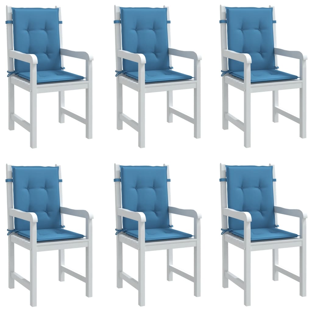 Vidaxx coussins de chaise 6 pcs dossier bas 100x50x4 cm tissu mélangé bleu